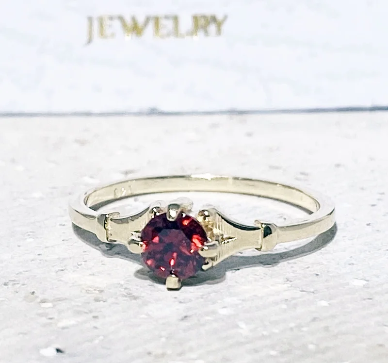 Amethyst Gemstone Rings in a Vintage - Style SettingRed Garnet Ring - Genuine Gemstone  - January Birthstone - Dainty Ring - Tiny Ring - Slim Band - Simple Ring - Gold Ring - Delicate Ring