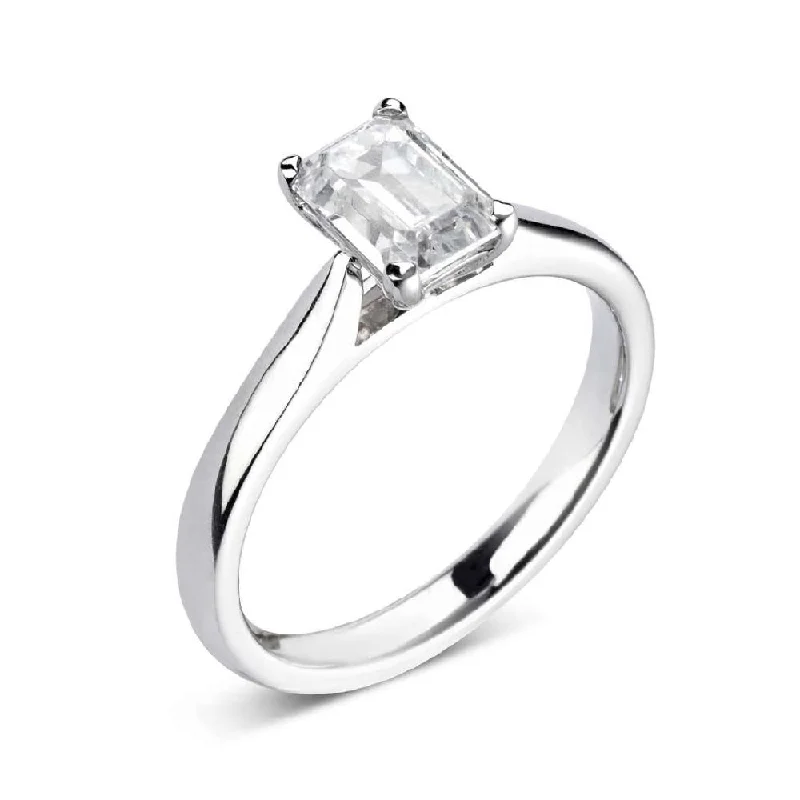 Vintage - Inspired Diamond Rings with Filigree WorkThe Viola Platinum Emerald Cut Diamond Solitaire Engagement Ring