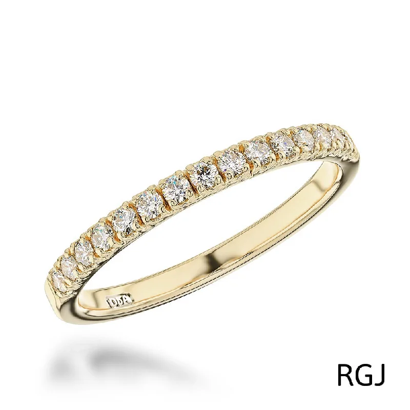 Wedding Bands with Micro - Pave Diamond AccentsThe Skye Eternity 18ct Yellow Gold Round Brilliant Cut Diamond Half Eternity Ring