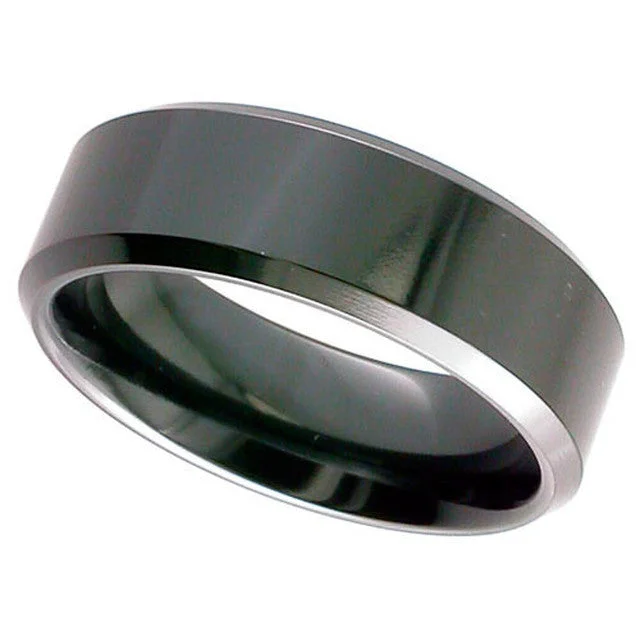 Two - Tone Wedding Bands in Gold and PlatinumChamfered Edge Zirconium Band - 4026CHB