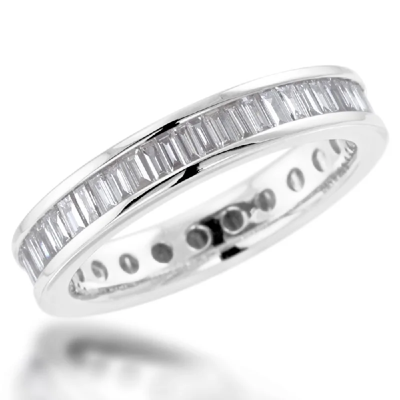 Custom - Engraved Wedding Bands with a Special MessagePlatinum 1ct Baguette Cut Diamond Full Eternity Ring