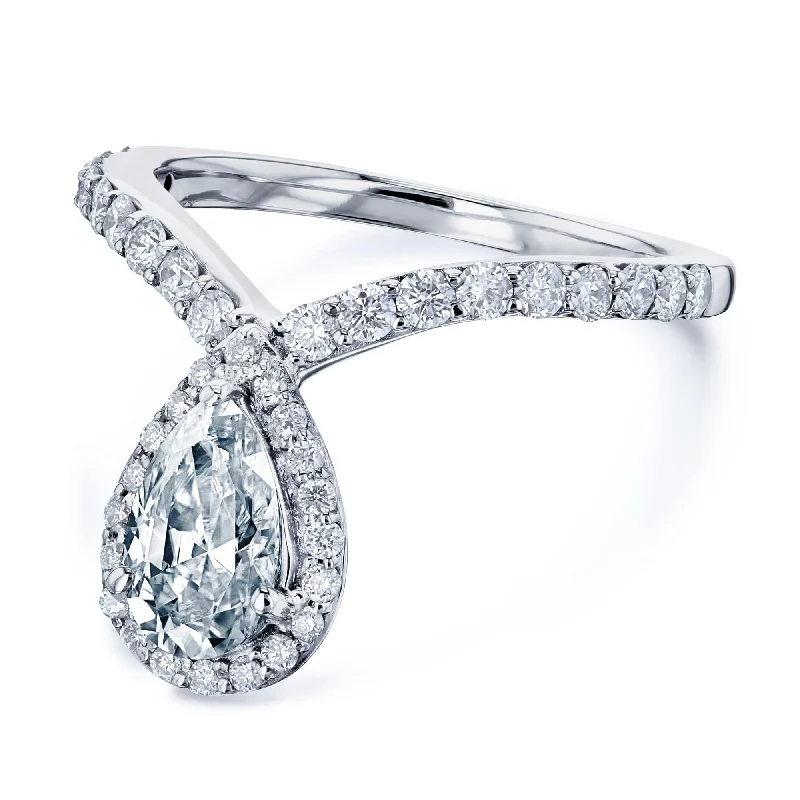 Pear Drop Moissanite V-Shape Ring