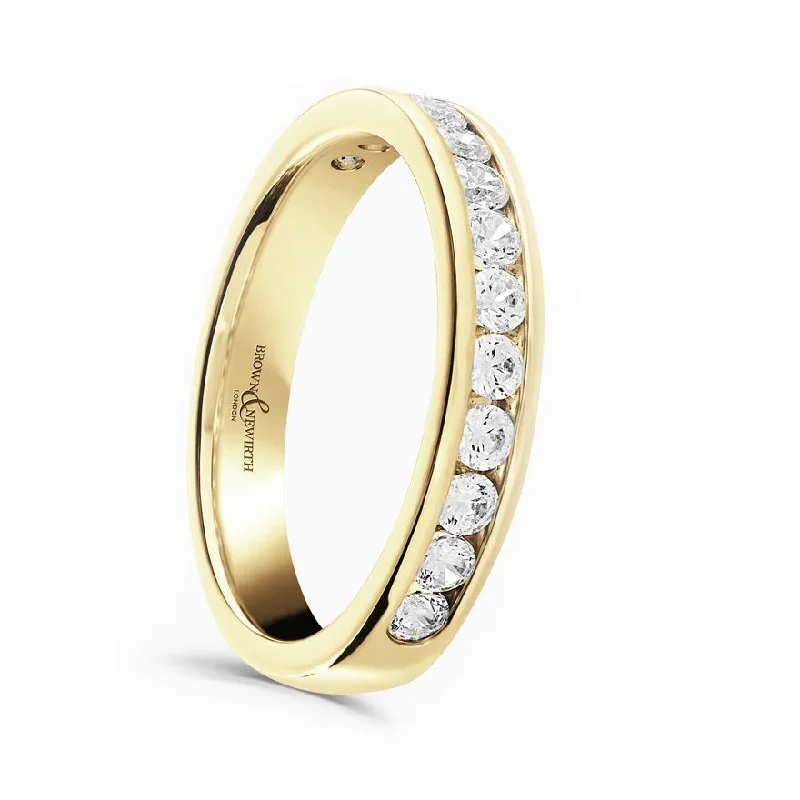 Two - Tone Wedding Bands in Gold and Platinum18ct Yellow Gold 0.50ct Round Brilliant Cut Diamond Channel Set Half Eternity Ring