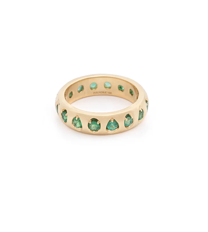 Sapphire Gemstone Rings in a Cathedral SettingForever & Always a Pair- Love : Emerald Gemstone Band