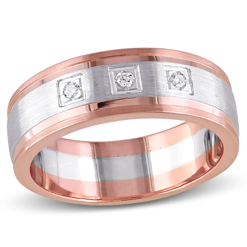 Custom - Designed Diamond Rings to Reflect Your PersonalityMiadora 18k 2-Tone White and Rose Gold Diamond Accent 3-Stone Carved Wedding Band Ring