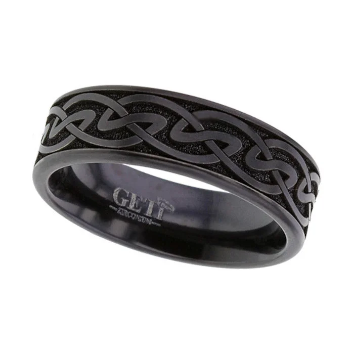 Custom - Engraved Wedding Bands with a Special MessageZirconium Celtic Knotwork Ring - 4059B-INV