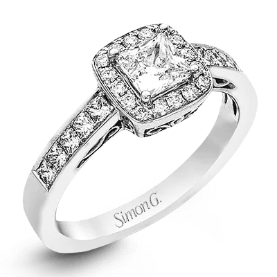 Halo - Style Diamond Rings with Smaller Accent DiamondsEngagement Ring in 18k Gold with Diamonds