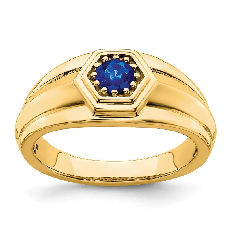 Amethyst Gemstone Rings in a Vintage - Style Setting14K Yellow Gold Sapphire Mens Ring