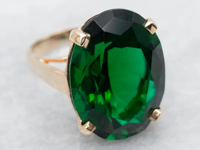 Emerald Gemstone Rings with Filigree - Bordered SettingsGreen Obsidian Solitaire Cocktail Ring