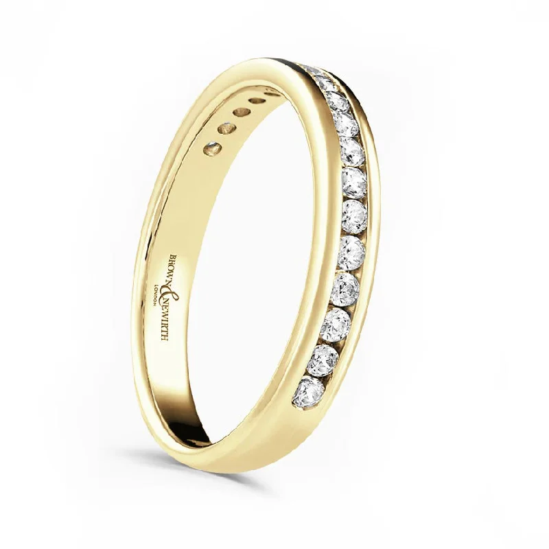 Comfort - Fit Wedding Bands for All - Day Wear18ct Yellow Gold 0.20ct Round Brilliant Cut Channel Set Half Eternity Ring