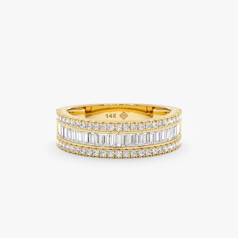 Wedding Bands with Micro - Pave Diamond AccentsDiamond Pillars Cigar Ring, Anna