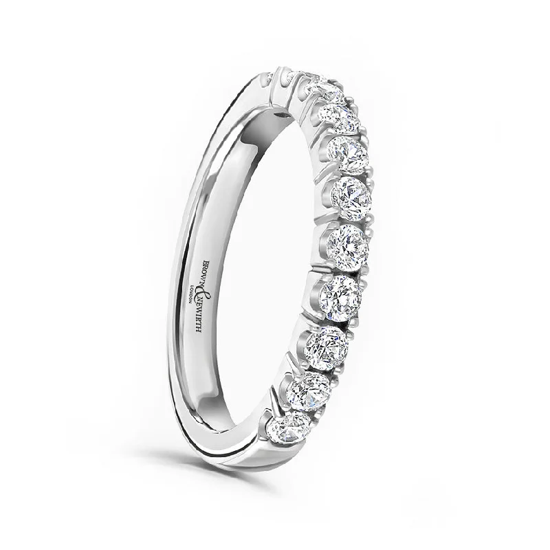 Custom - Engraved Wedding Bands with a Special MessagePlatinum 0.50ct Round Brilliant Cut Diamond Claw Set Half Eternity Ring