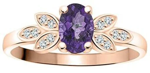 Ruby Gemstone Rings with Diamond AccentsRose Gold Amethyst, Diamond Ring.