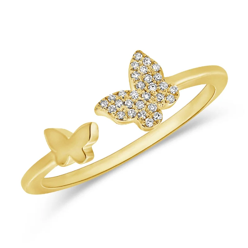 Solitaire Diamond Rings in Platinum SettingsJoelle Diamond Open Butterfly Band Ring For Her - 14K Gold Diamond Stackable Ring