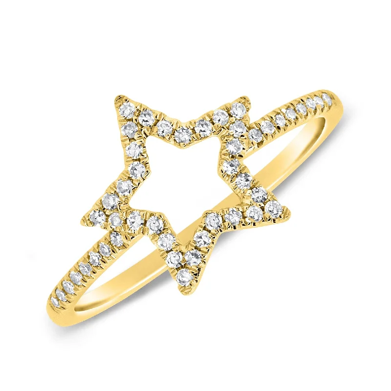 Three - Stone Diamond Rings with Princess - Cut DiamondsJoelle Diamond Open Star Diamond Ring 14K Gold