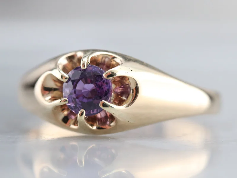 Purple Sapphire Belcher Ring