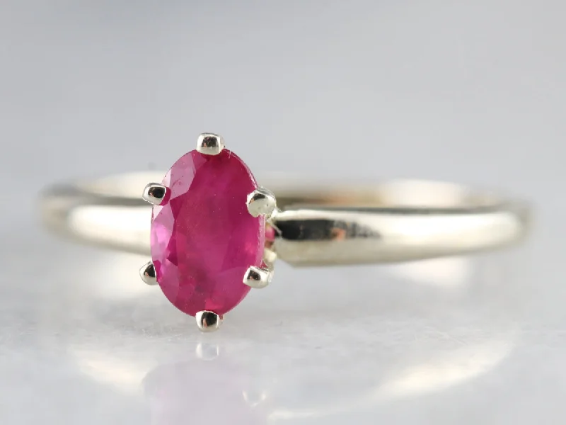 White Gold Ruby Solitaire Ring