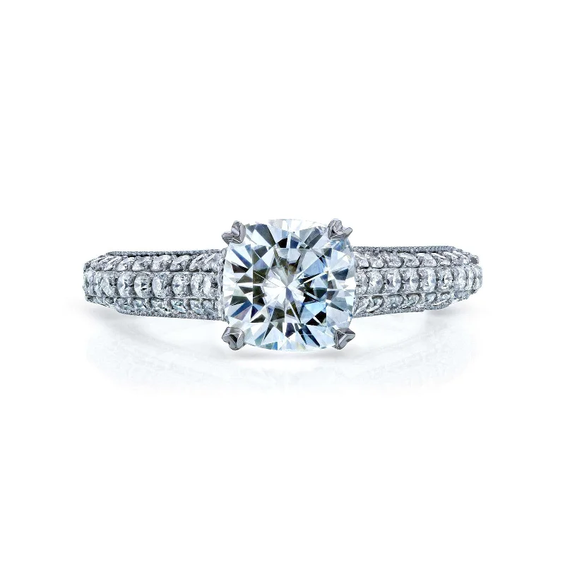 Cushion Moissanite & Micro-Prong Diamonds