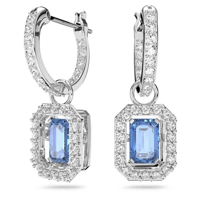 Two - Tone Wedding Bands in Gold and PlatinumSwarovski Una Rhodium Plated Blue Crystal Drop Earrings