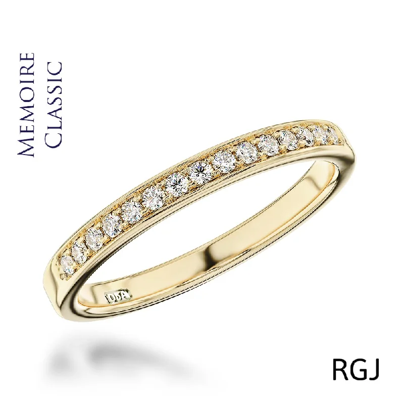 Wedding Bands with Micro - Pave Diamond AccentsThe Memoire Classic 18ct Yellow Gold Round Brilliant Cut Diamond Half Eternity Ring