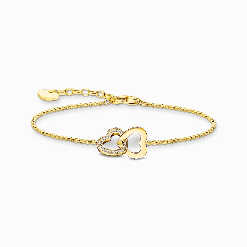 Comfort - Fit Wedding Bands for All - Day WearThomas Sabo Gold Plated Sterling Silver Intertwined Hearts Bracelet