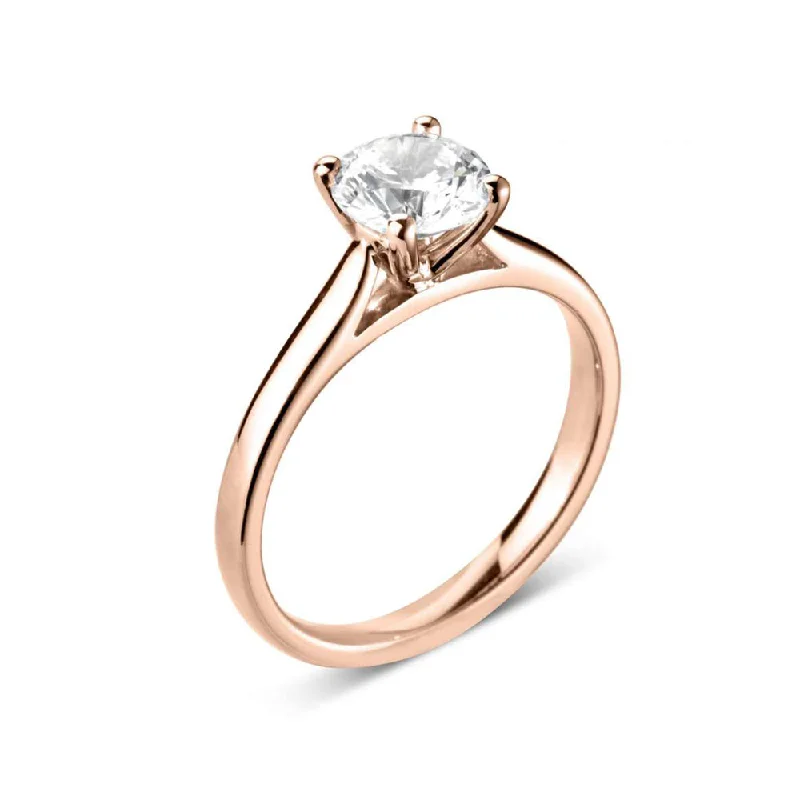 Three - Stone Diamond Rings with Princess - Cut DiamondsThe Magnolia 18ct Rose Gold Round Brilliant Cut Diamond Solitaire Engagement Ring