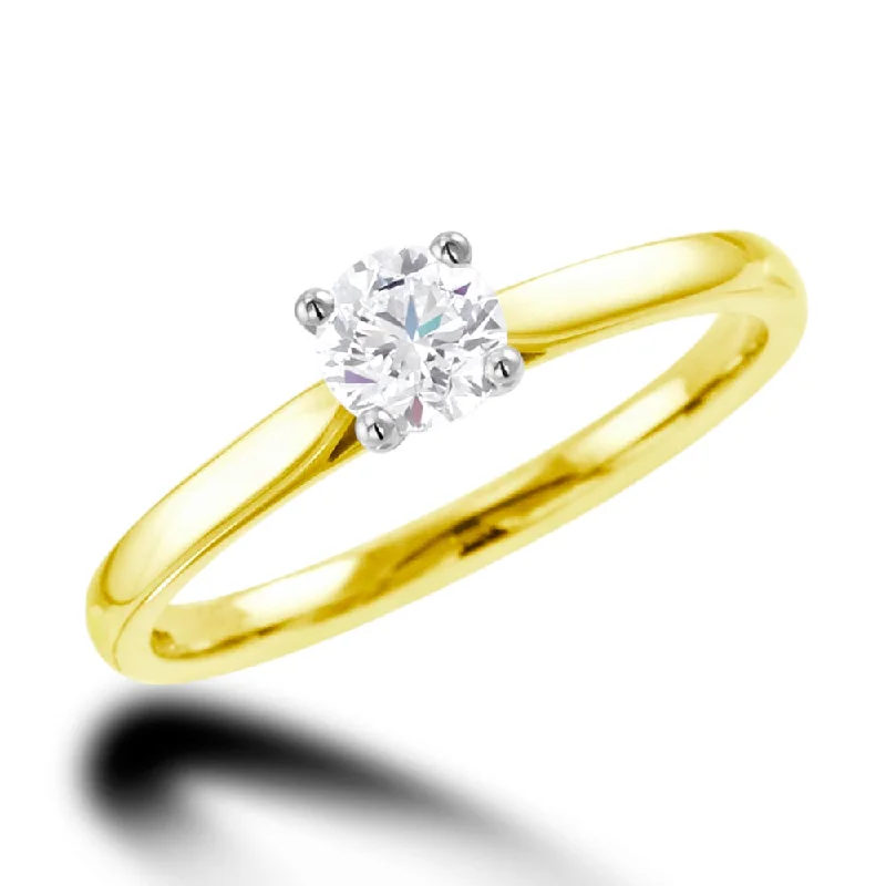 Solitaire Diamond Rings in Platinum Settings18ct Yellow Gold And Platinum 0.40ct Round Brilliant Cut Diamond Solitaire Four Claw Engagement Ring