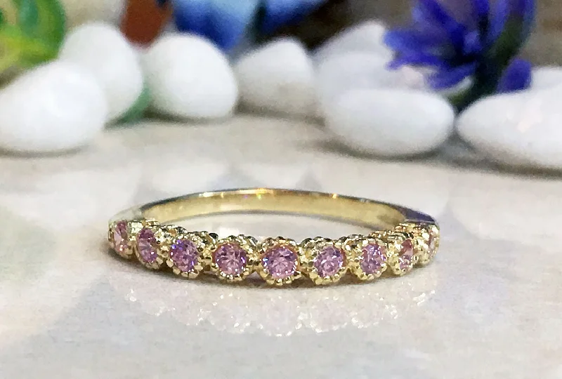 Amethyst Gemstone Rings in a Vintage - Style SettingRose Quartz Ring - Tiny Ring - Stack Ring - Bezel Ring - October Birthstone - Gemstone Ring