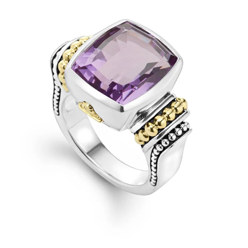 Ruby Gemstone Rings with Diamond AccentsCaviar Color Small Amethyst Statement Ring