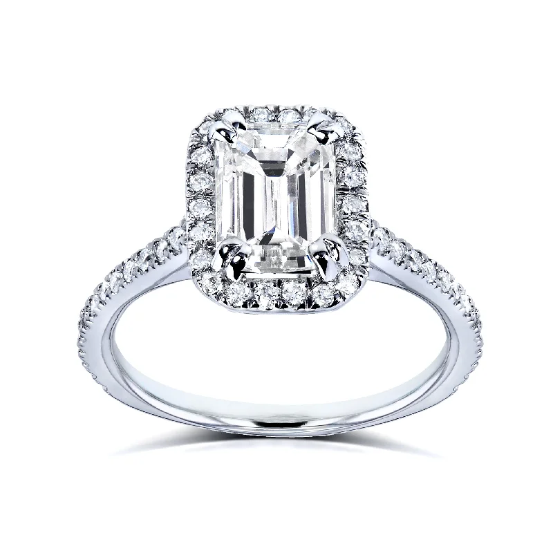 1ct Natural Diamond Emerald-cut Halo Ring