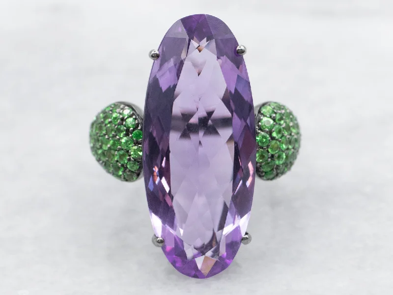 Sapphire Gemstone Rings in a Cathedral SettingItalian Amethyst and Tsavorite Garnet A & Furst Ring