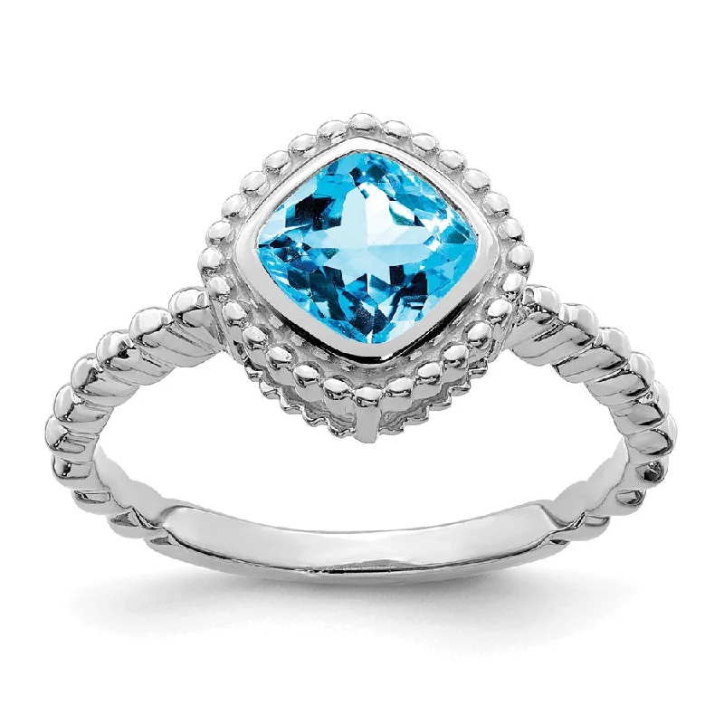 Ruby Gemstone Rings with Diamond Accents10k White Gold Cushion Blue Topaz Ring