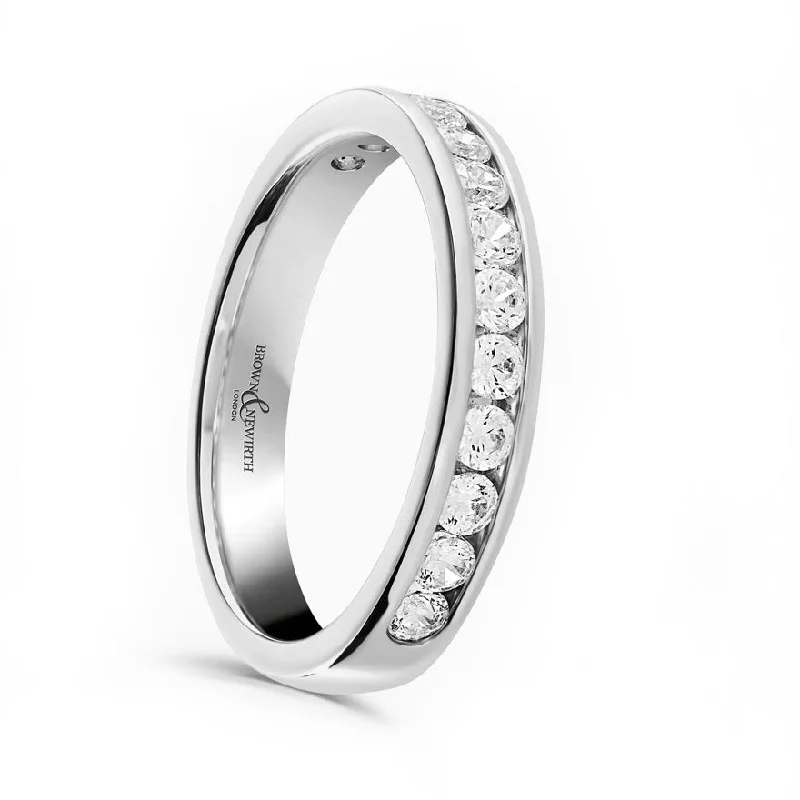 Custom - Engraved Wedding Bands with a Special MessagePlatinum 0.50ct Round Brilliant Cut Channel Set Half Eternity Ring