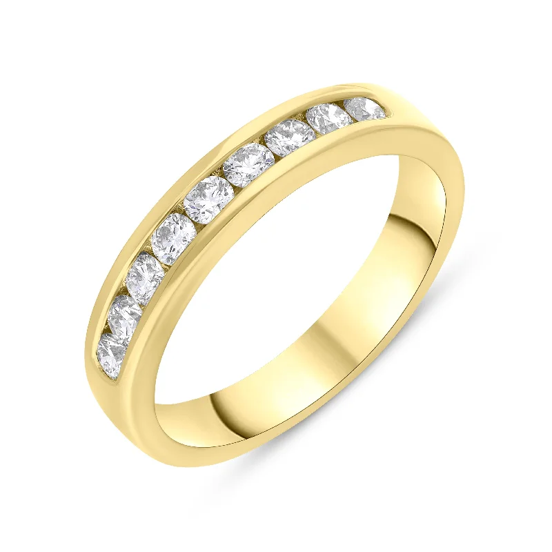 Wedding Bands with Micro - Pave Diamond Accents18ct Yellow Gold 0.51ct Diamond Channel Set Half Eternity Ring