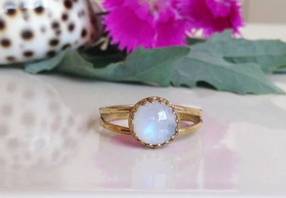 Multi - Gemstone Rings with a Rainbow of ColorsRainbow Moonstone Ring - June Birthstone - Gemstone Band - Round Ring - Princess Ring - Promise Ring - Bezel Ring