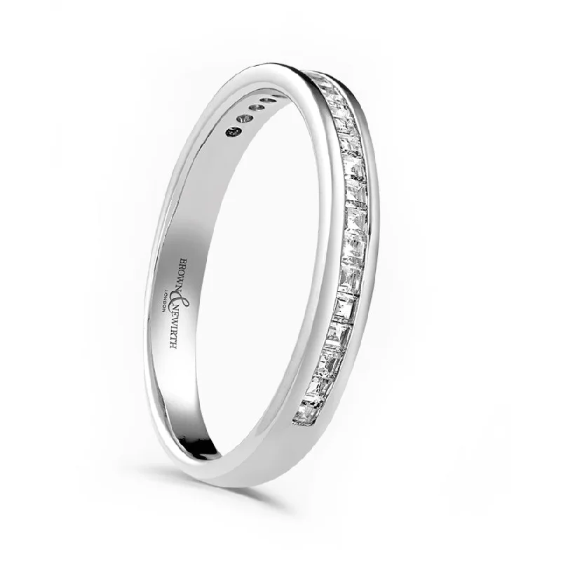 Wedding Bands with Micro - Pave Diamond AccentsPlatinum 0.20ct Princess Cut Diamond Channel Set Half Eternity Ring