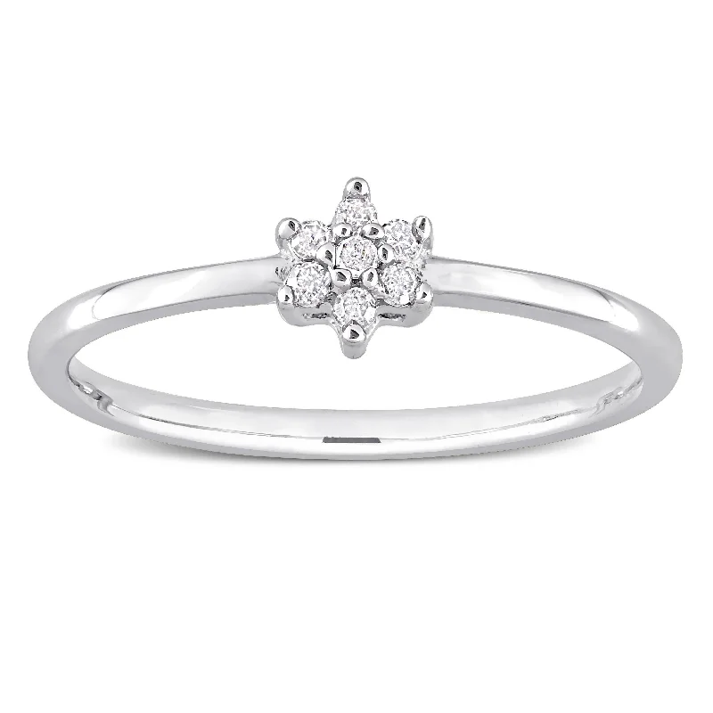 Halo - Style Diamond Rings with Smaller Accent DiamondsMiadora Diamond Accent Stacking Semi-eternity Ring in Sterling Silver