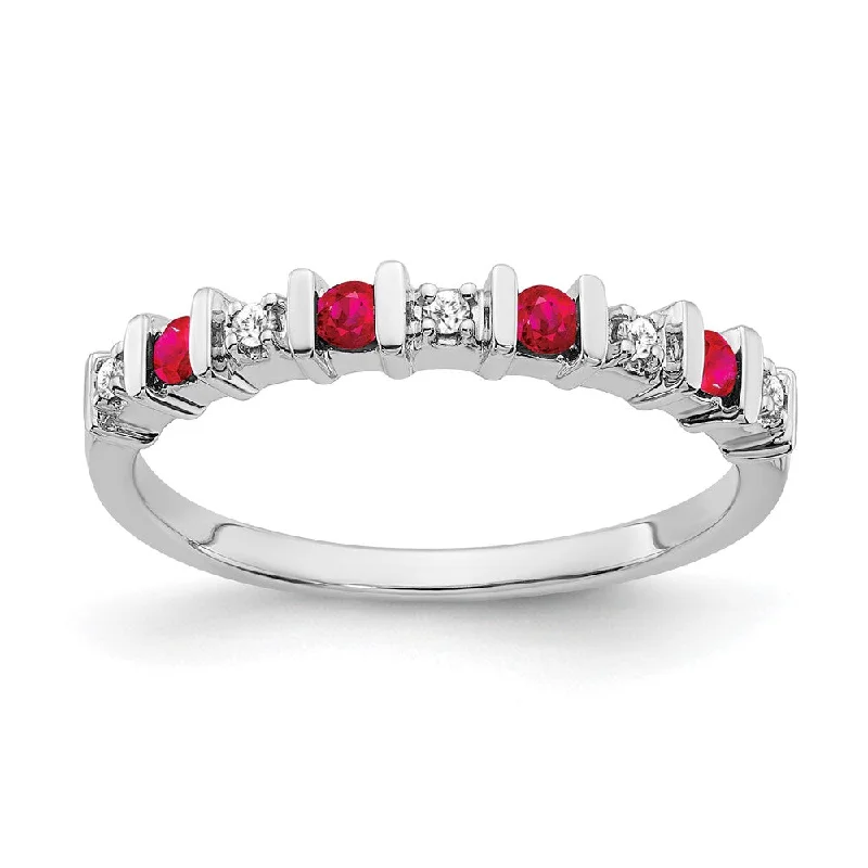 Sapphire Gemstone Rings in a Cathedral Setting14k White Gold Ruby and Diamond Band