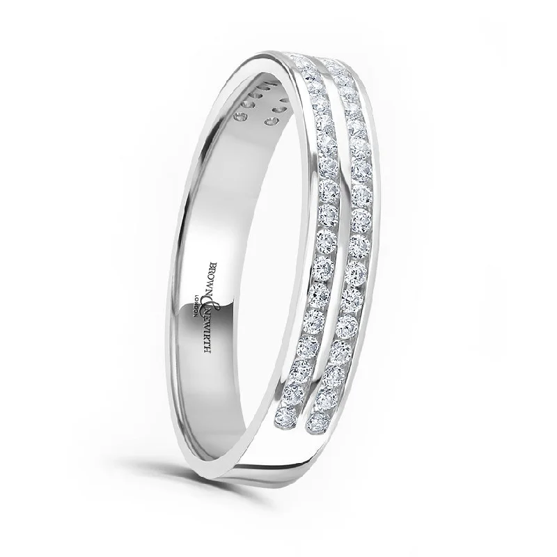 Custom - Engraved Wedding Bands with a Special MessagePlatinum 0.25ct Round Brilliant Cut Diamond Double Row Channel Set Half Eternity Ring