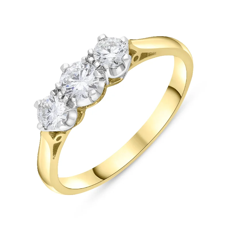 Comfort - Fit Wedding Bands for All - Day Wear18ct Yellow Gold 0.50ct Diamond Three Stone Ring