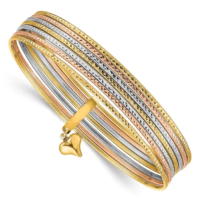 Enamel - Coated Bangles in Vibrant Colors14KT Gold Tri-Color 8-inch 1MM Bangle Seminario Bracelet