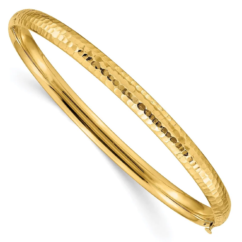 Bangle Bracelets with Birthstone Accents14KT Yellow Gold 7-inch 6MM Bangle Hinged Bracelet