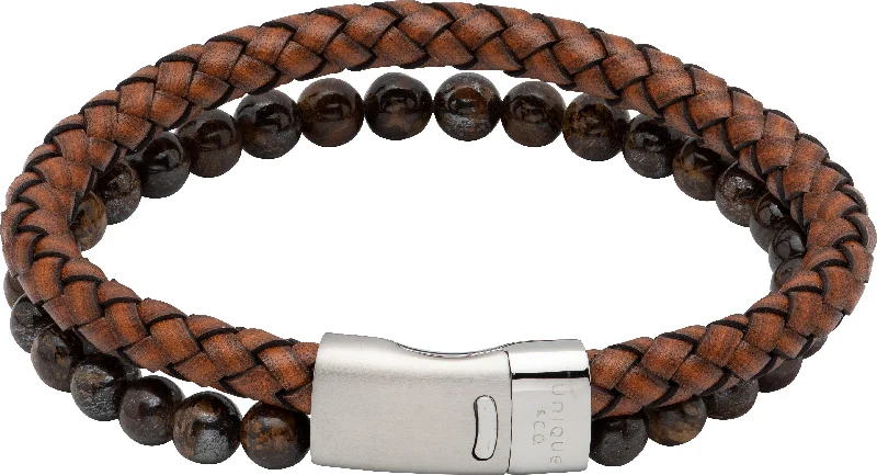 Stackable Bangle Sets for a Trendy LookUnique & Co Two-Row Dark Brown & Tiger's Eye Leather Bracelet