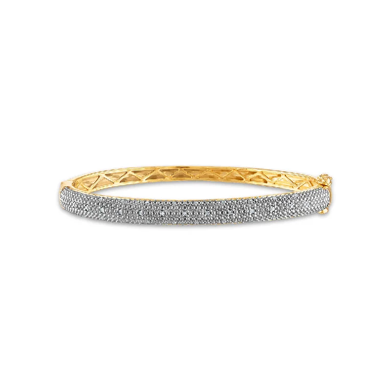 Bangle Bracelets with Birthstone Accents1/5 CTW Diamond Bangle Bracelet in Gold Plated Sterling Silver