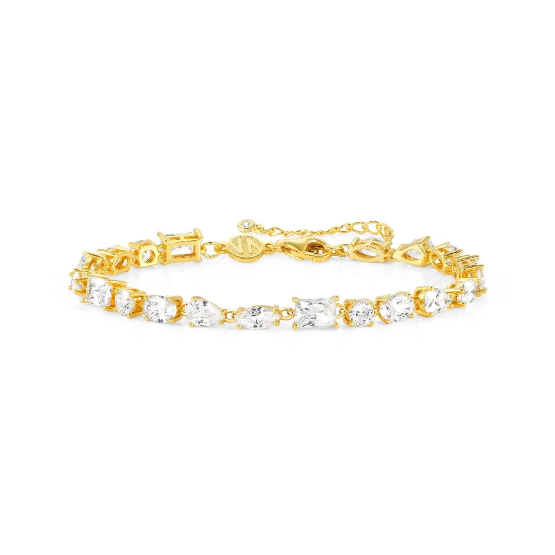 Solid Gold Bangles with Intricate EngravingsGold Colour Wave Mixed Cubic Zirconia Bracelet