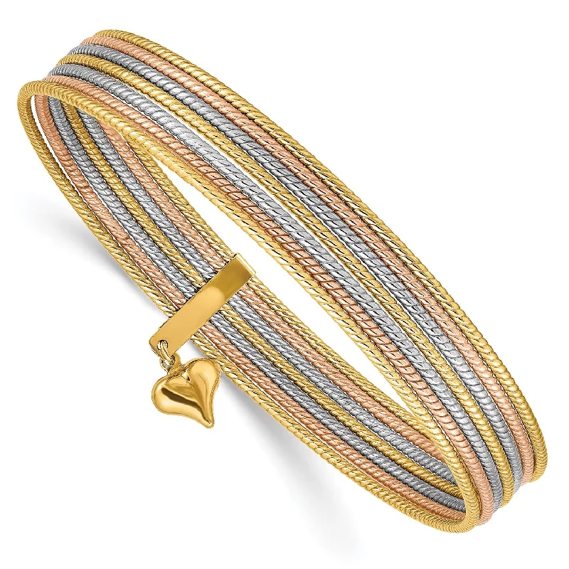 Bangle Bracelets with Birthstone Accents14KT Gold Tri-Color 8-inch 1MM Bangle Seminario Bracelet