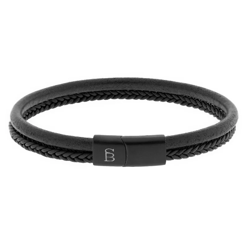 Stackable Bangle Sets for a Trendy LookBlack Leather Double Layer Bracelet