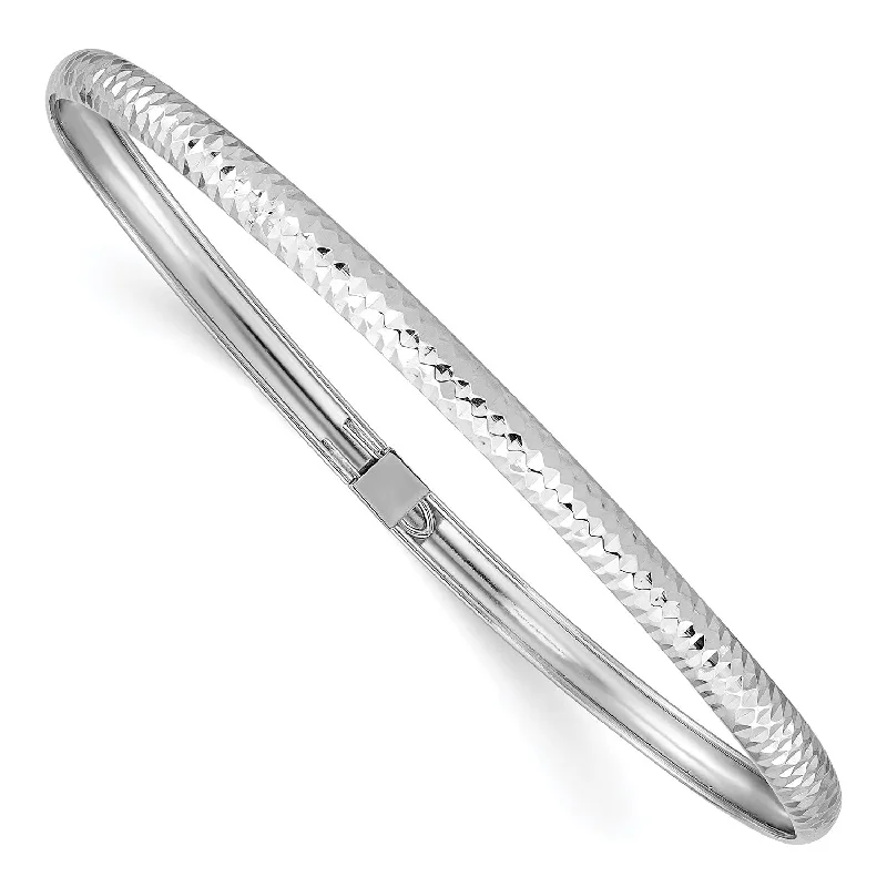 Stackable Bangle Sets for a Trendy Look14KT White Gold 7.5-inch 4MM Flexible Bangle Bracelet