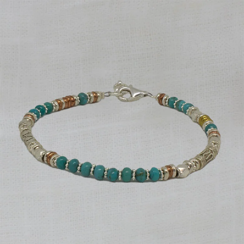 Adjustable Leather Bangles for a Bohemian StyleSilver Turquoise and Mixed Metals Bracelet