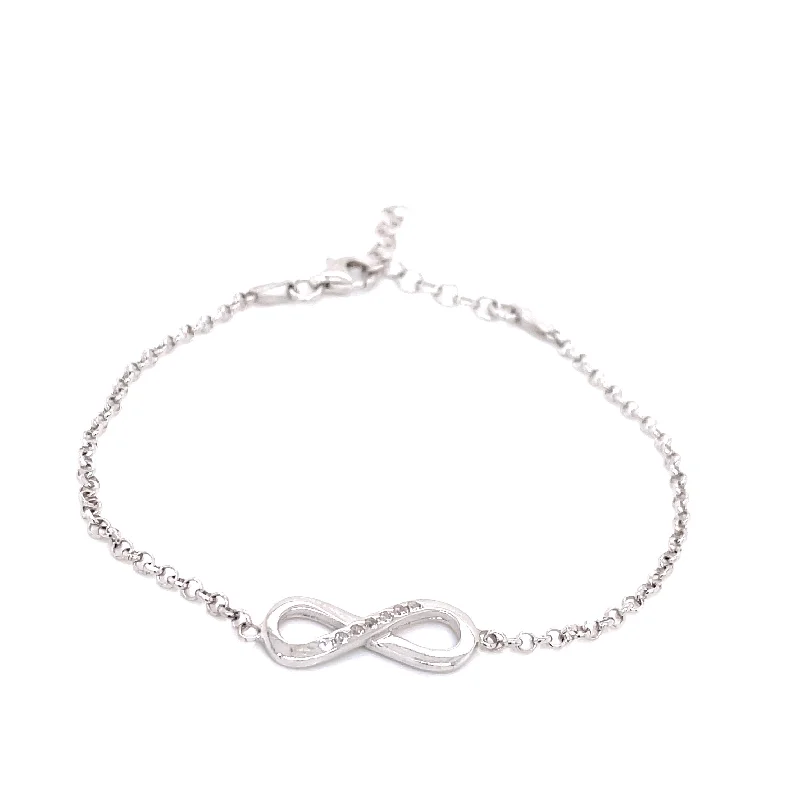 Bangle Bracelets with Birthstone AccentsSterling Silver Infinity Charm CZ Bracelet